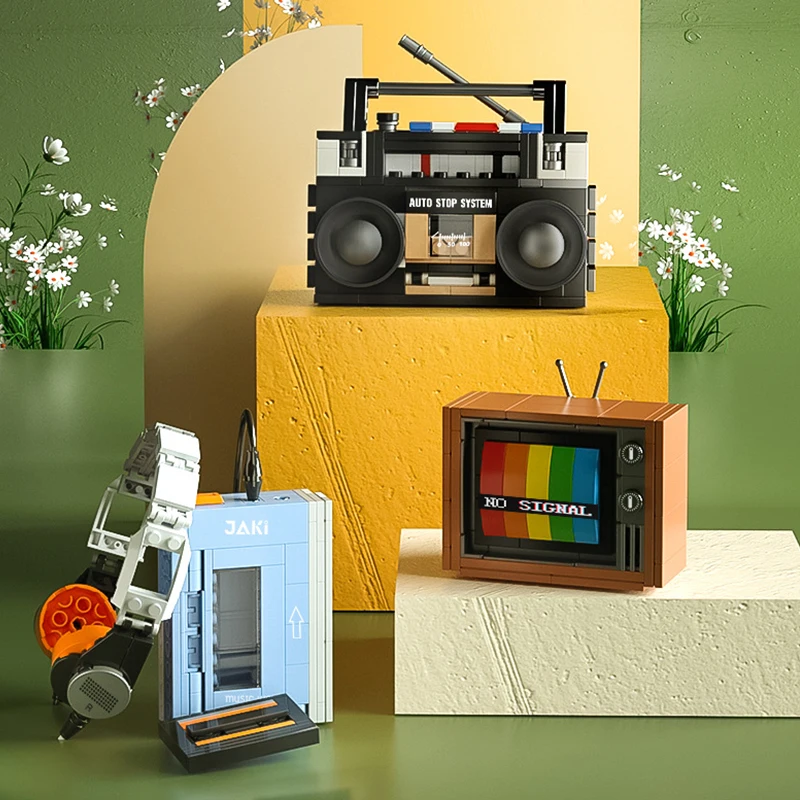 

Классическая Ретро-машинка для письма, компьютерный телевизор, строительные блоки, кирпичи, креативная игровая машинка, радиоприемник, модель MOC, набор игрушек для искусственных подарков