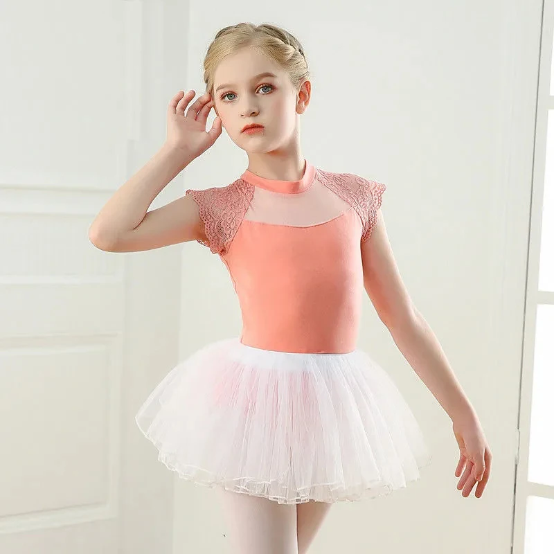 AOQUNFS Ballet Skirt for Girls Dancewear Tutus Dress for Kids Women Ballet Gymnastics Leotard Short Sleeve Cotton Dance Costumes