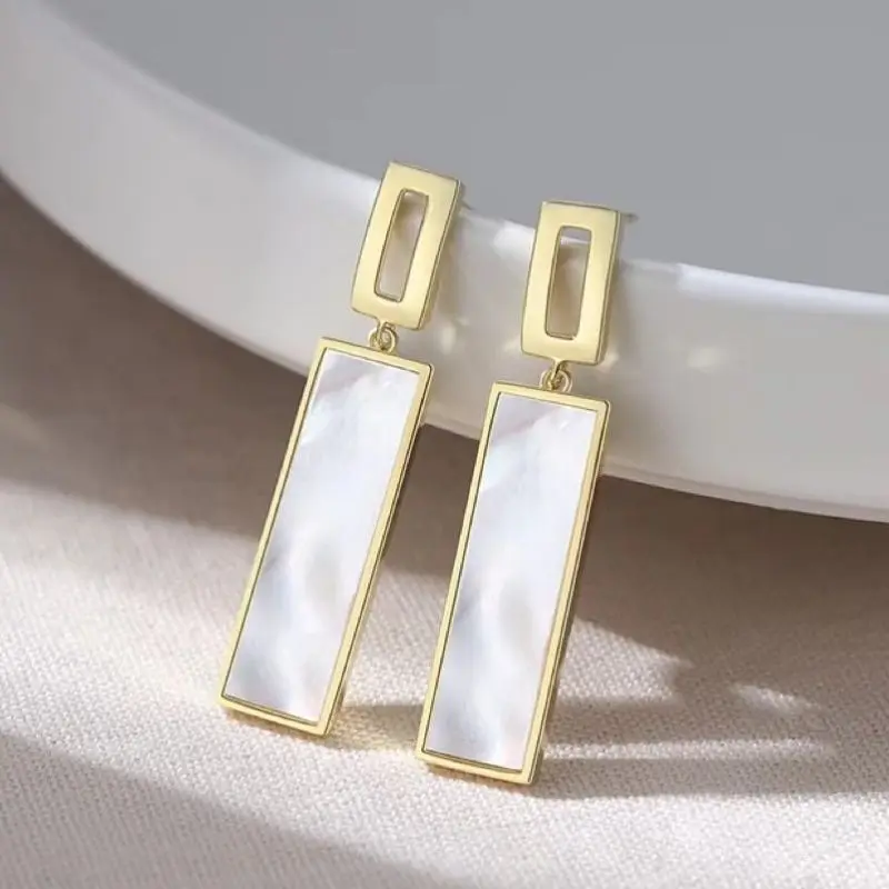 

New Square Long Hanging Earrings for Women Colorful Enamel Geometric Statement Dangle Earrings Girls Drop Earrings pendientes