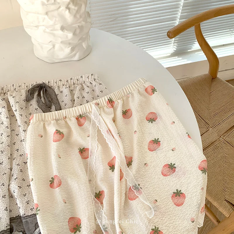 Women's Sleep Pajamas Summer Short Sleeve Shorts Suit New Print Cute Cardigan Homewear Pajama Sets Nightwear Clothes for Women