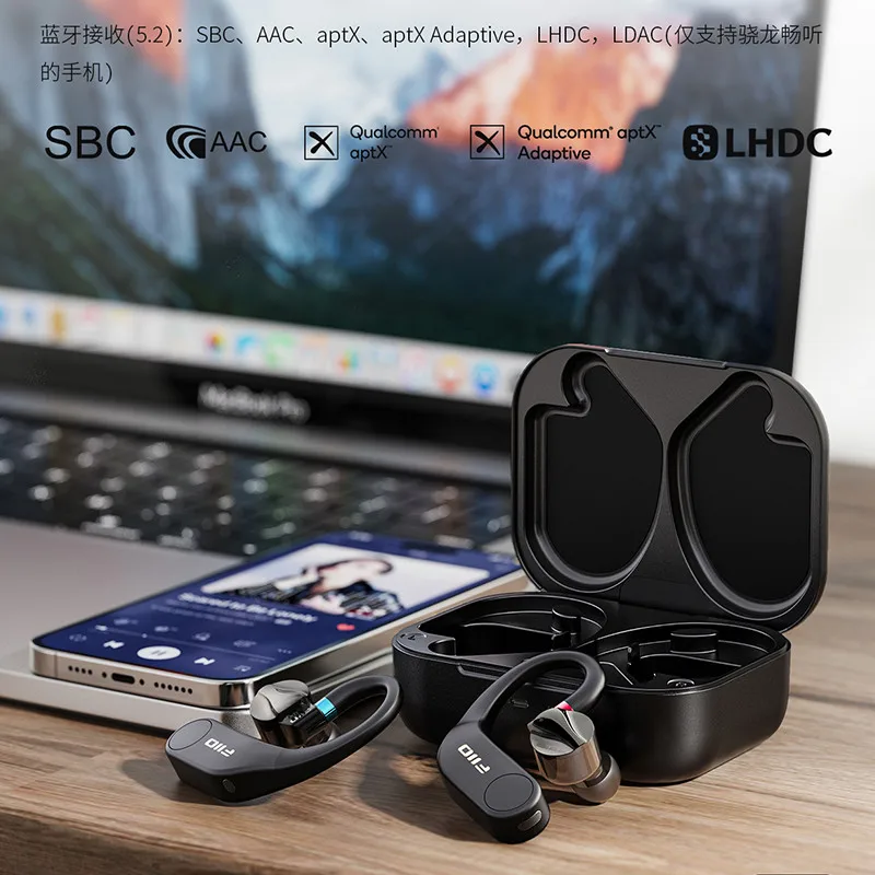 Фото FiiO UTWS5 2025 True Wireless Bluetooth наушники-вкладыши с крючком для наушников для IEMs Hi-Res 96 кГц/24 бит LDAC MMCX/0,78 2 контакта №3