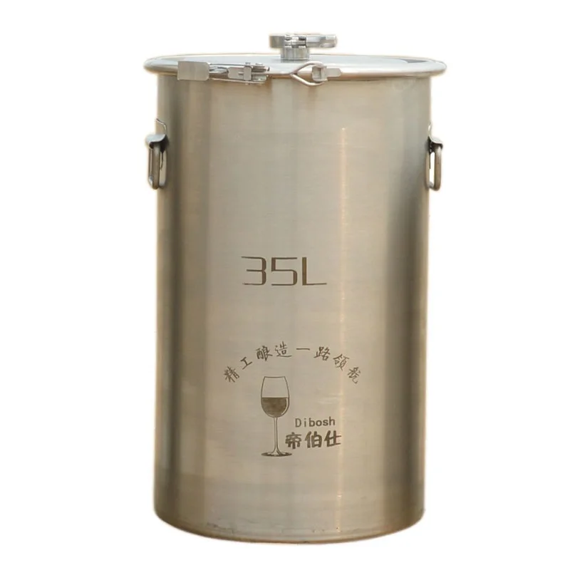 

Free ship 35L 304 Stainless Steel Bucket Home Brewing Fermentation Barrel Wine Fermentor Side Fitting Barrel Top Open Container