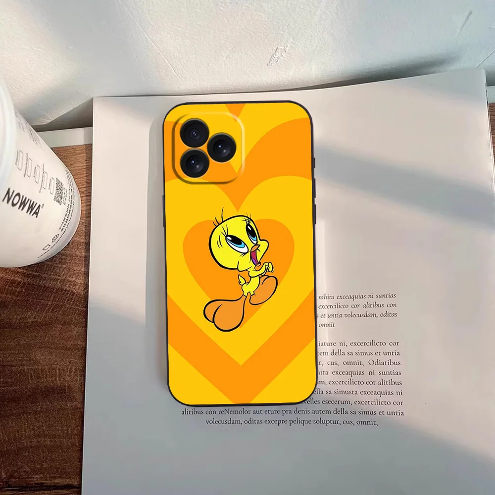BEAST KINGDOM Cartoon T-Tweety B-Bird Phone Case for iPhone 12 11 13 14 15 16 Max Pro Plus Black Soft Silicone Cover