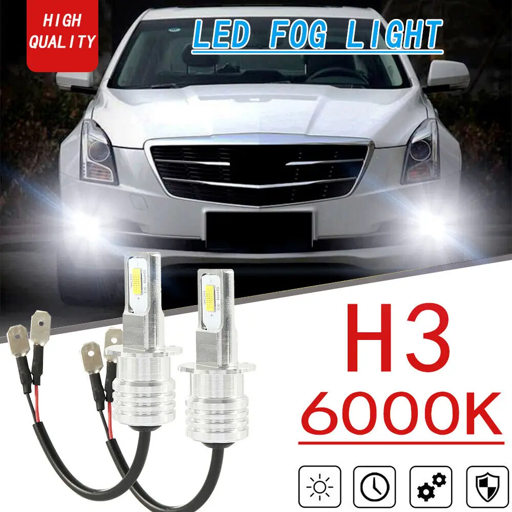 

2x H3 Xenon White 6000K 70W High Power Car LED Bulb Fog Driving Light Bulb