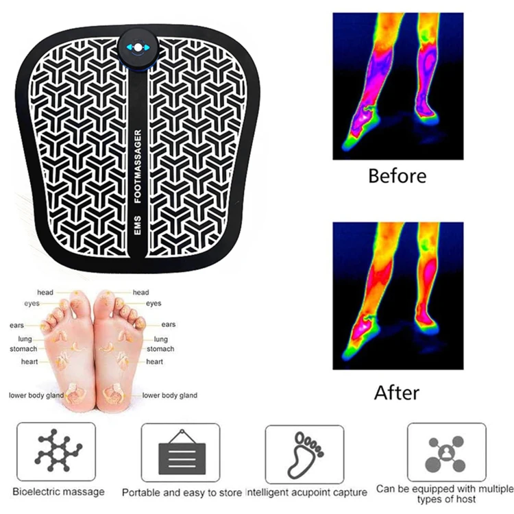 

Electric EMS Foot Massager Pad USB Charging Feet Muscle Stimulator Foot Massage Shiatsu Tens Foot Vibrate Massage Mat