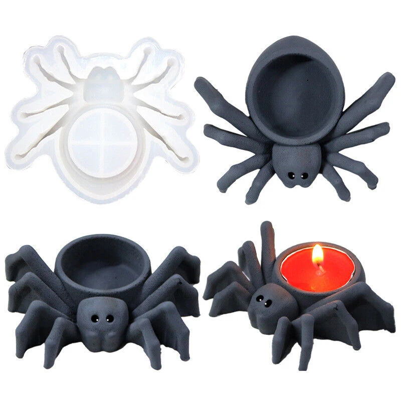 

1PC DIY Crystal Silicone Epoxy Resin Mold Halloween Spider Tealight Candle Holder Pendant Jewelry Tools Mold Accessories