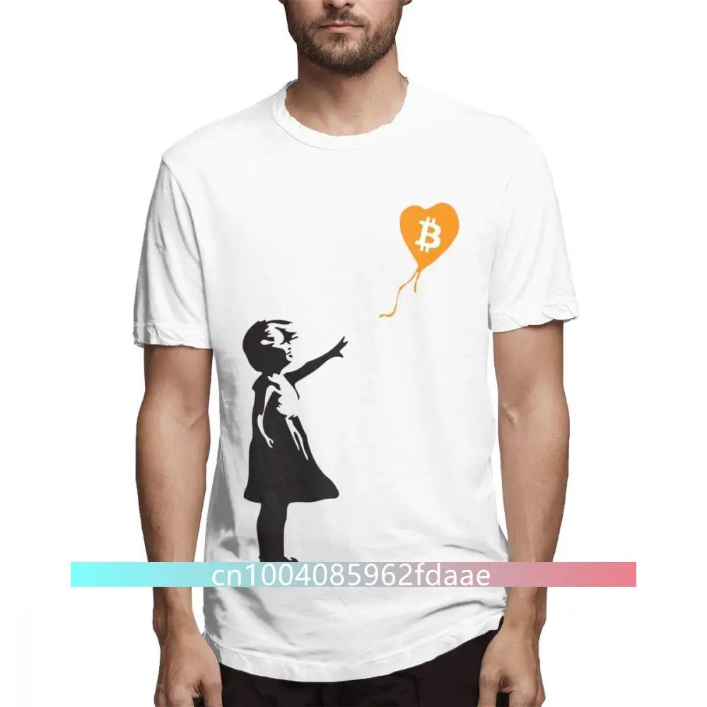 

Bitcoin Balloon Guys Banksy Loves Bitcoin Series T Shirt For Men Summer Casual Streetwear 100% Cotton XS-3XL Big Size Tee Shirt