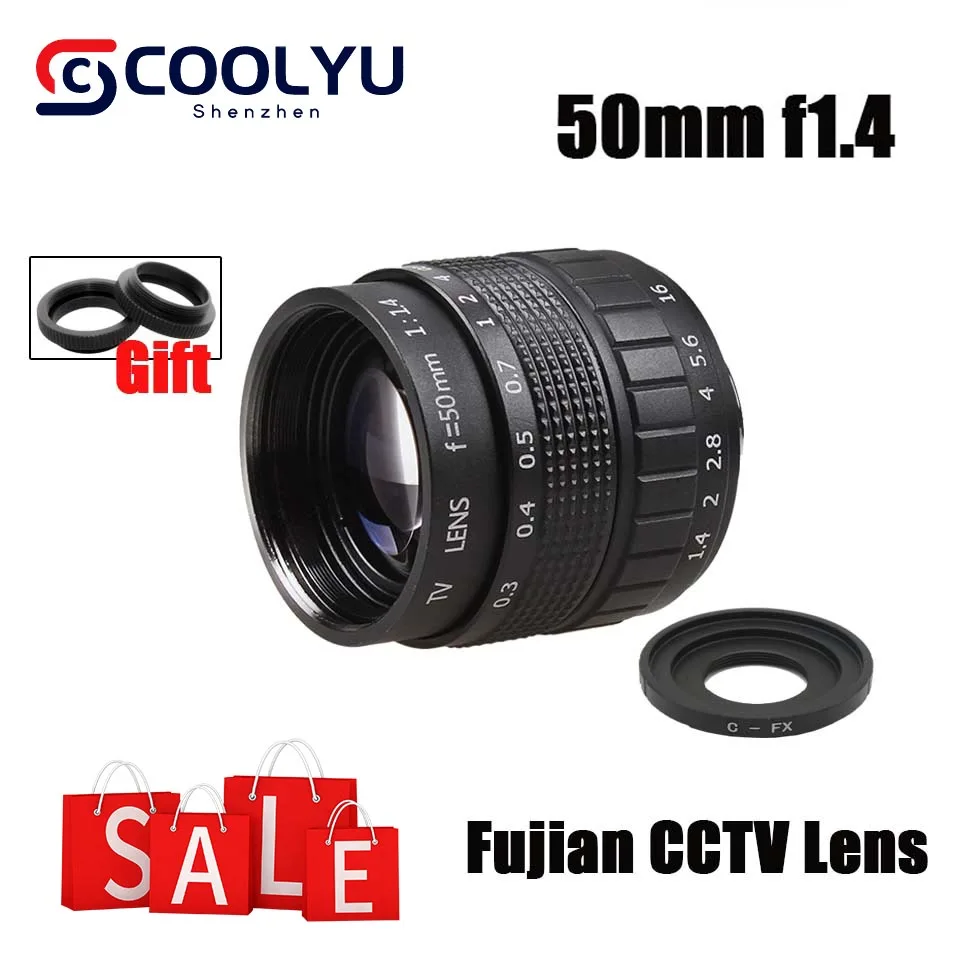 

Fujian 50mm CCTV Camera Micro Lens TV Movie Fixed Focus F1.4 C Mount for Fuji Fujifilm X-E2 E1 Pro1 X-M1 X-A2 X-A1 T1 Mirrorless