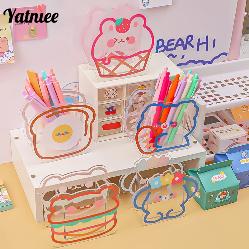 

Yatniee Acrylic Pen Holder Desktop Ornaments Storage Box Storage Barrel Desk Organizer Desk Accessories Office Accessories