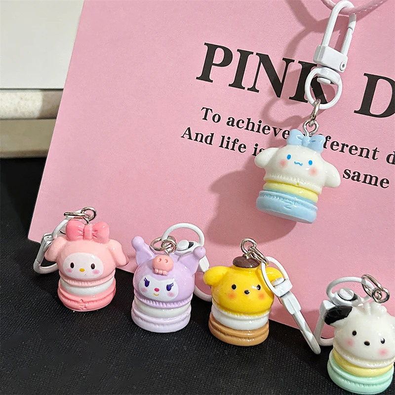 

Kawaii Sanrio Anime Hello Kitty Chubby Keychain Cartoon Kuromi Melody Macaron Color Girl Backpack Item Decoration Pendant
