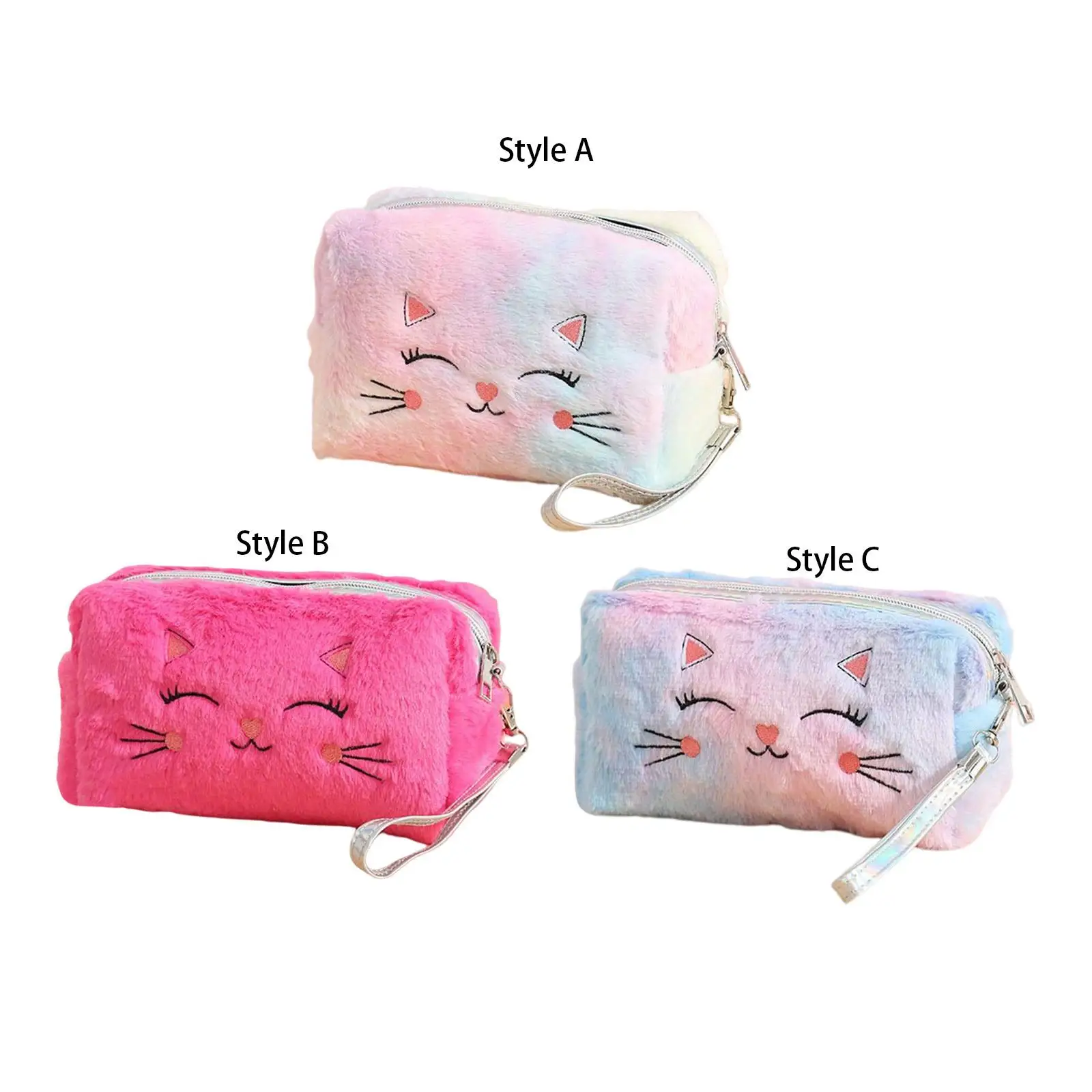 

Plush Cosmetic Bag Brush Organizer Portable Toiletry Bag for Women Girls