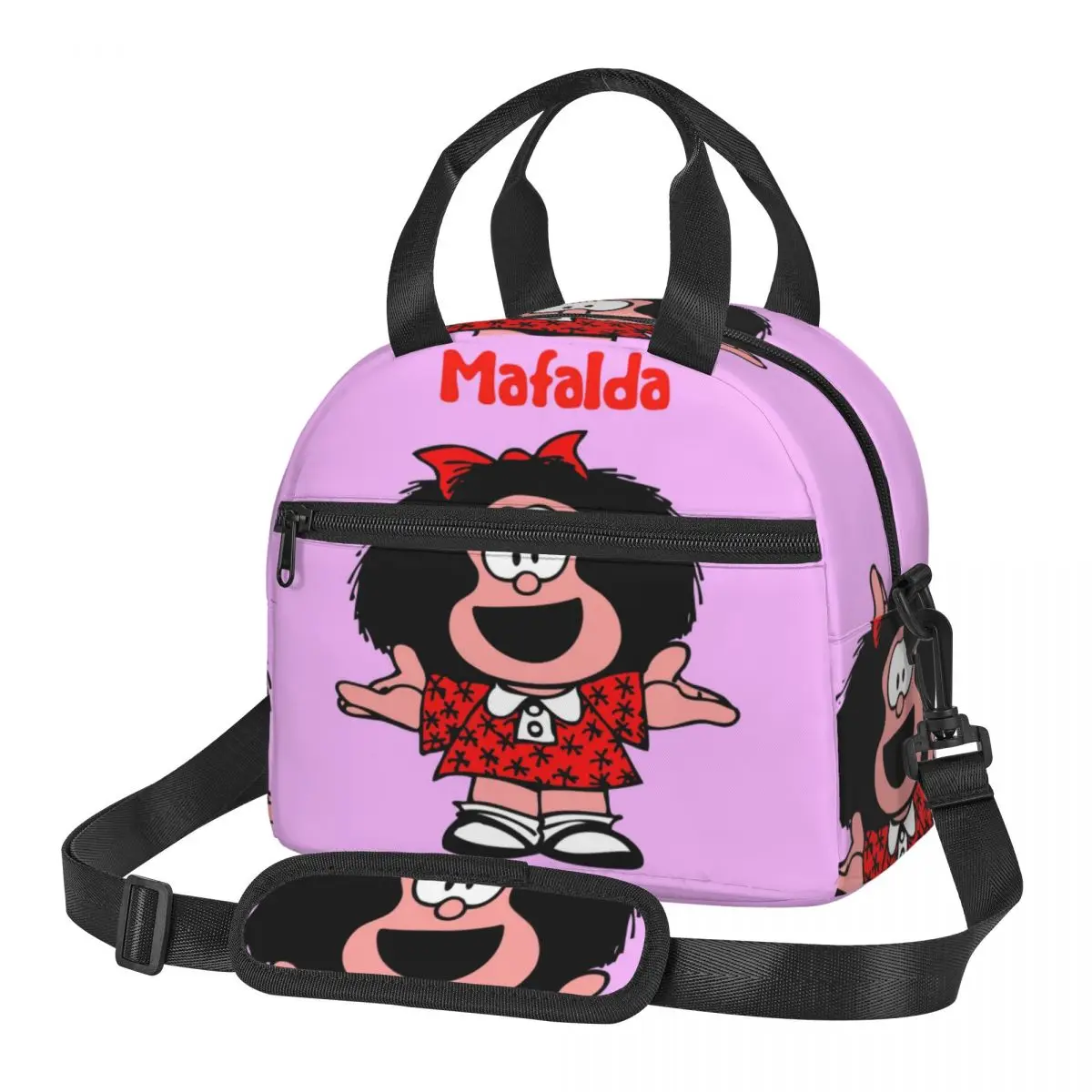 

Classic Comic Mafalda Resuable Lunch Boxes Women Multifunction Quino Cartoon Cooler Thermal Food Insulated Lunch Bag School