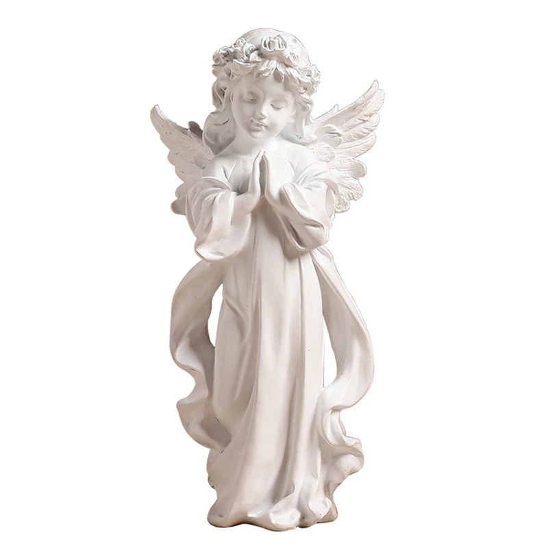 

Resin White Vintage Flower Fairy Figurines Angel Girl Statues Nordic Creative Home Desktop Interior Decoration Gifts