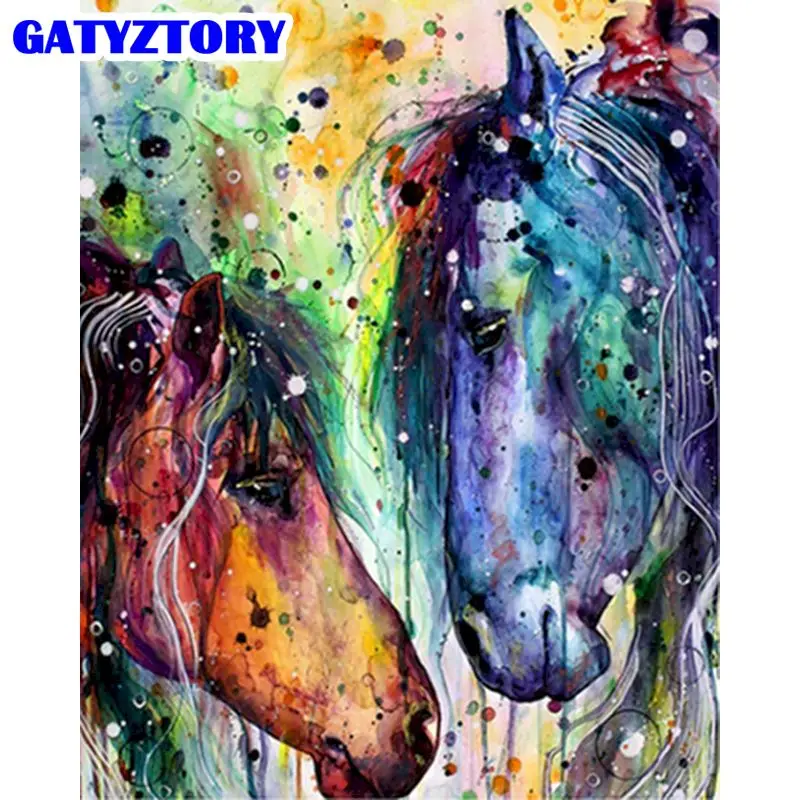 

GATYZTORY Diy Painting By Number Color Horse Handpainted Art Drawing On Canvas Pictures By Numbers Animal Home Decor 40x50cm