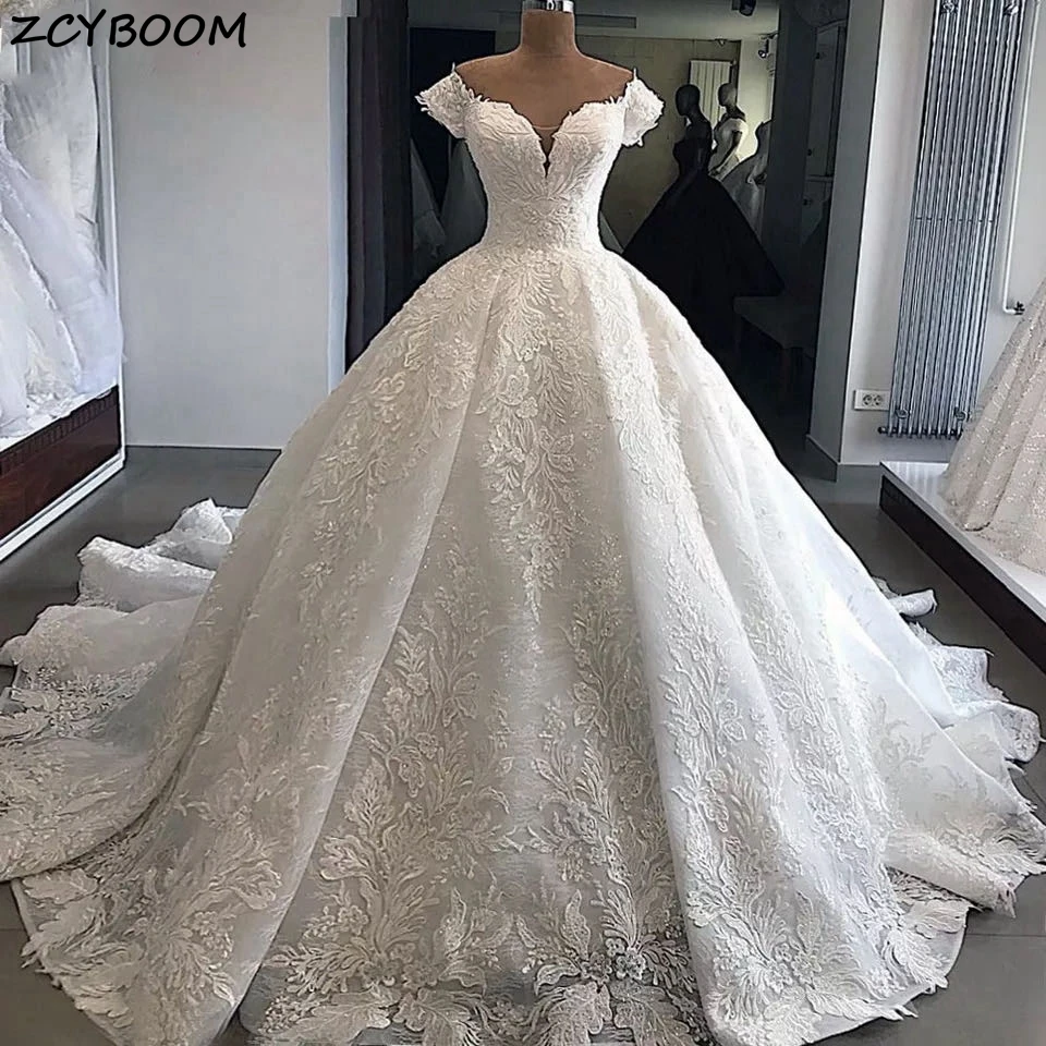 Купи 2023 Luxury Ball Gown Wedding Dress Elegant Sequins Lace Appliques Off The Shoulder Princess Bridal Gowns Long Robe De Mariee за 19,153 рублей в магазине AliExpress