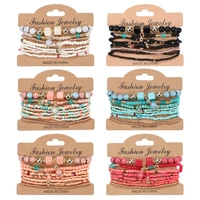 8pcsset bohemian handmade bracelets set for women natural healing stone multi layer bracelet charm friendship bracelet jewelry