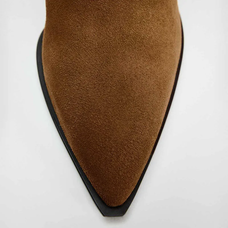 Женские ковбойские ботильоны в стиле ретро на квадратном каблуке с молнией сзади