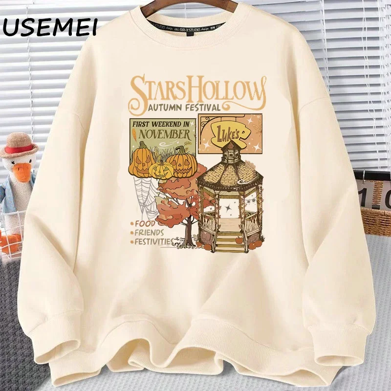 Ретро звезды полые Gilmore-Девушки Графические толстовки с круглым вырезом Женская