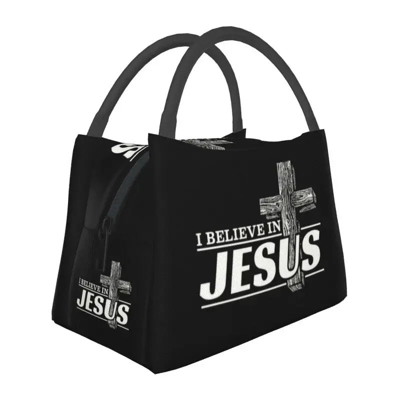 

Изолированная сумка-тоут для ланча с изоляцией «Я верю в ииисуса Христа» для женщин, охладитель для христианского христианства, термопищевой Ланч-бокс для работы и путешествий