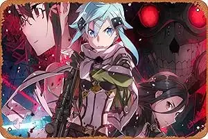 Sword Art Online SinonDeath Gun Кирито и Синон 2 GGO Ретро металлический знак для садового клуба