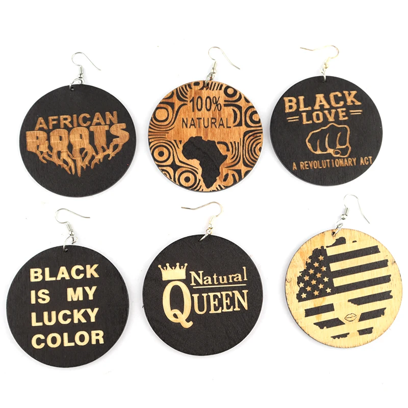 

Free shipping!! African Love Black Wooden Earrings can mixed shapes