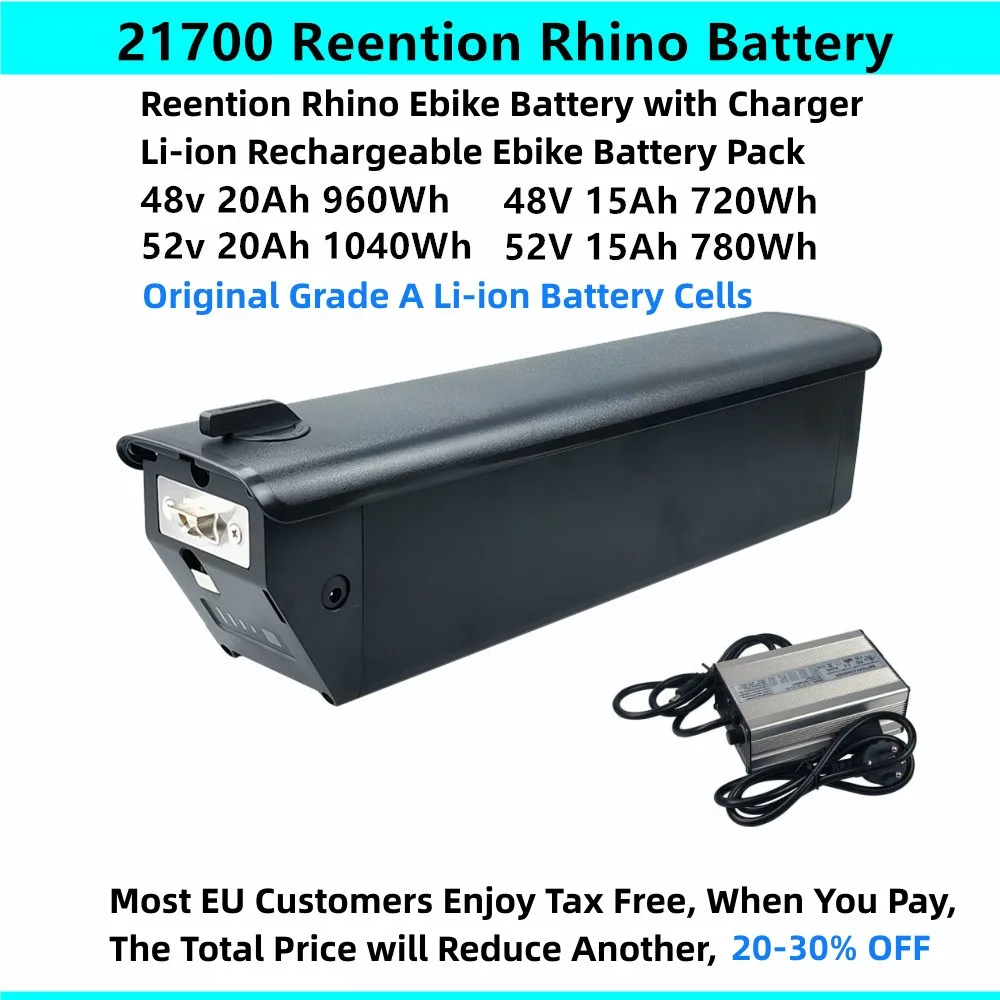 52V 20Ah Reention Rhino Li-ion 21700 E-bike Battery for Magicycle Ocelot Pro Long Range Step-Thru Fat Tire Electric Bike Battery
