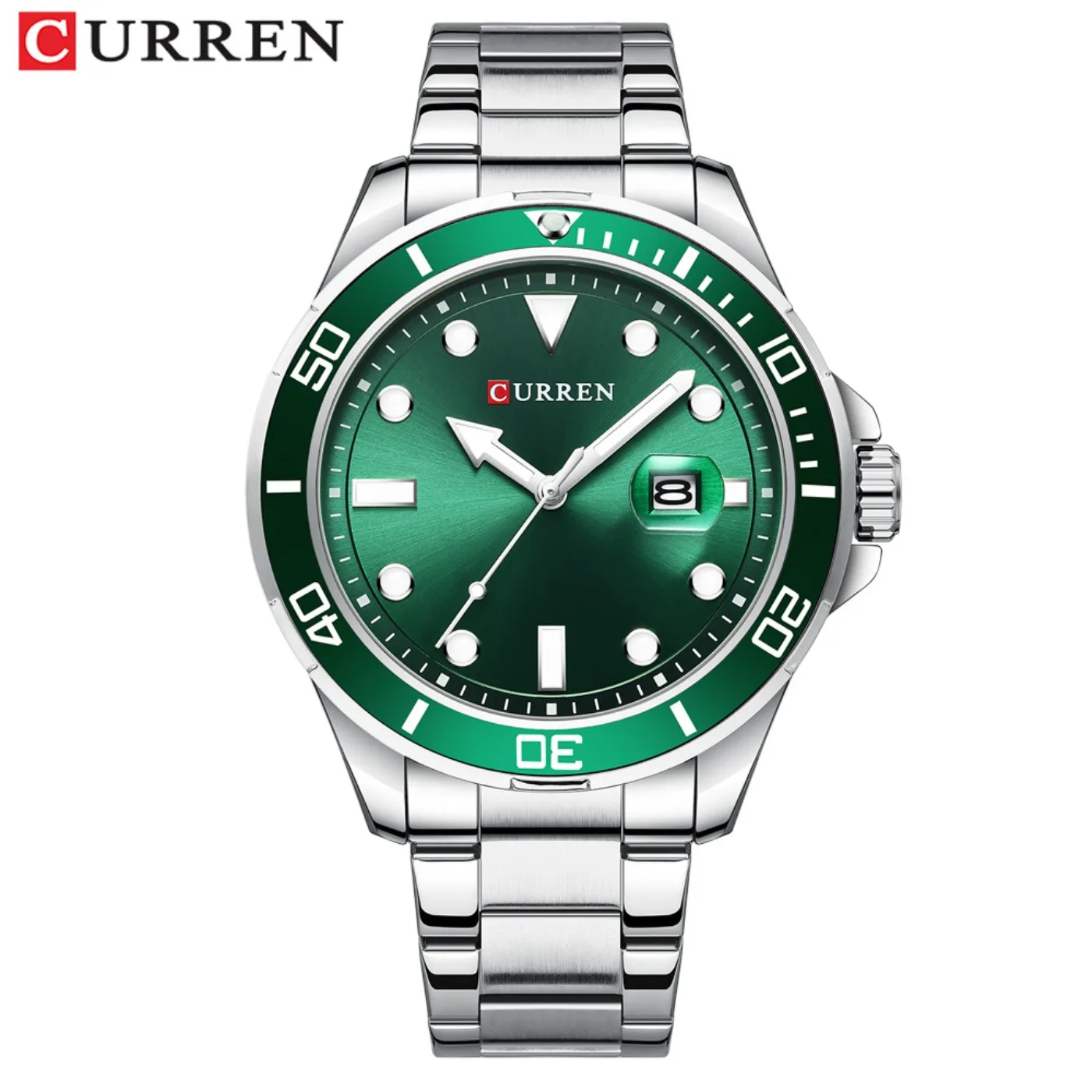 Фото Новые часы CURREN серии Green Water Ghost, брендовые элитные роскошные часы, автоматические часы для мужчин, полностью стальные водонепроницаемые кварцевые часы, подарки №4