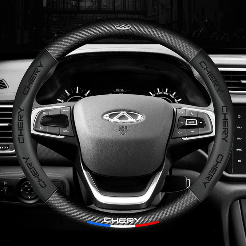 

3D Embossing Carbon fiber leather Car steering wheel cover For CHERY Tiggo 5 7 8 8plus 5plus 7pro A1 E5 A5 car accessories