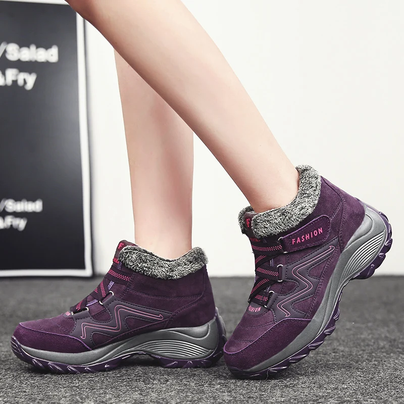 Winter Sneakers Women Walking Shoes Warmth Boots Casual Outdoor Sports Shoes Plus Velvet Thick Bottom Increasing Height