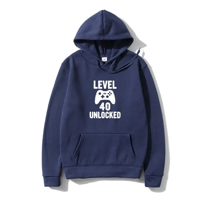 

Cute Video Gamer 40th Birthday Gift Funny Level 40 Unlocked Prevailing Long Sleeve Leisure SweaOuterwears Men Outerwears Cozy