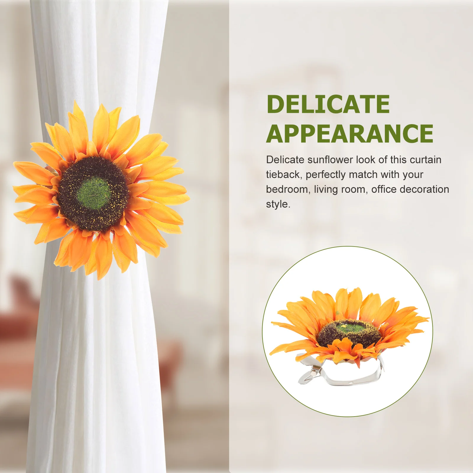 

2 Pcs Sunflower Curtain Clip Drapery Tieback Clamp Hold Curtains Magnetic Ties Binding Clips Drapes Holder