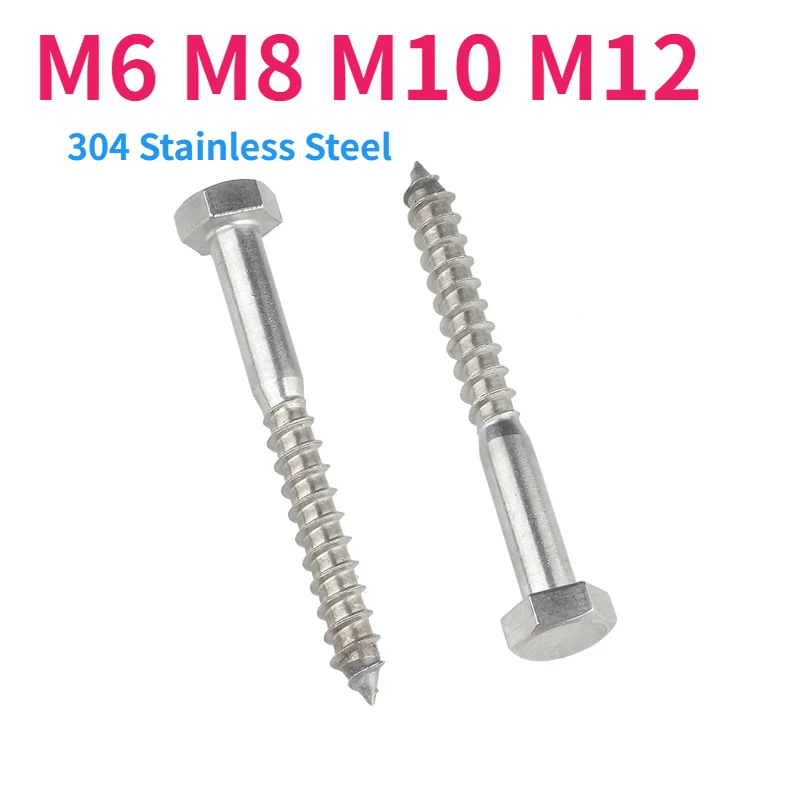 

304 Stainless Steel M6 M8 M10 M12 Hexagon Socket Self-tapping Screws Extensions Wood Screws Bolts Wood Teeth