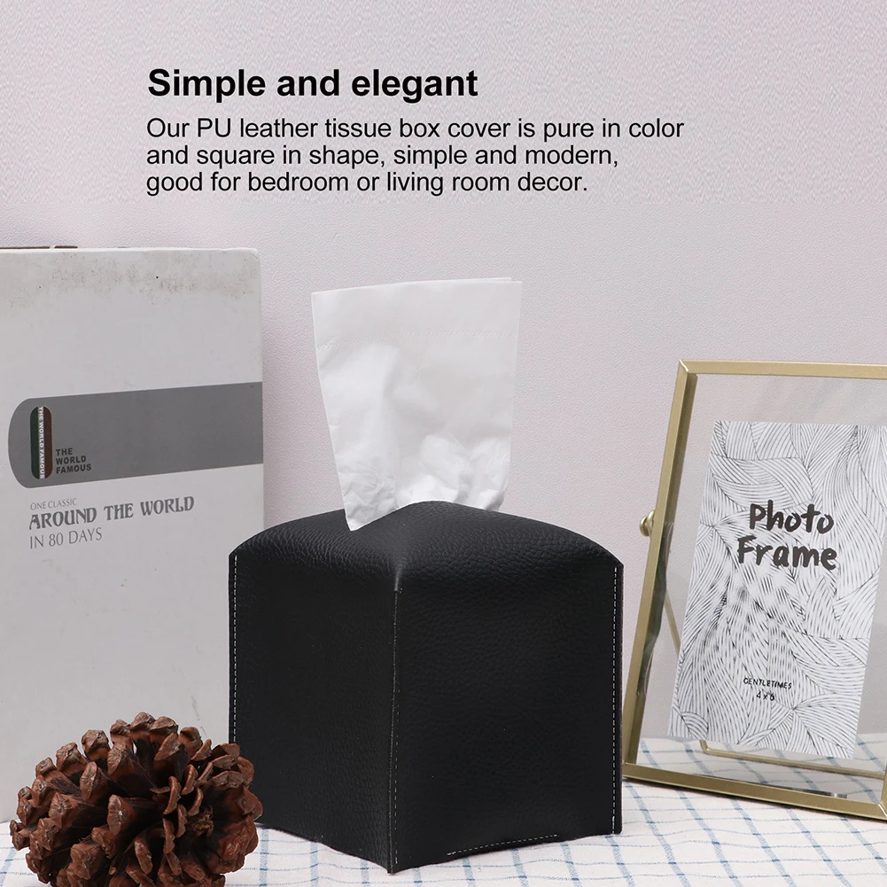 

PU Leather Tissue Box Car Tissue Box Home Living Room Decoration Bedroom Kitchen Desktop Storage Box Napkin Holder
