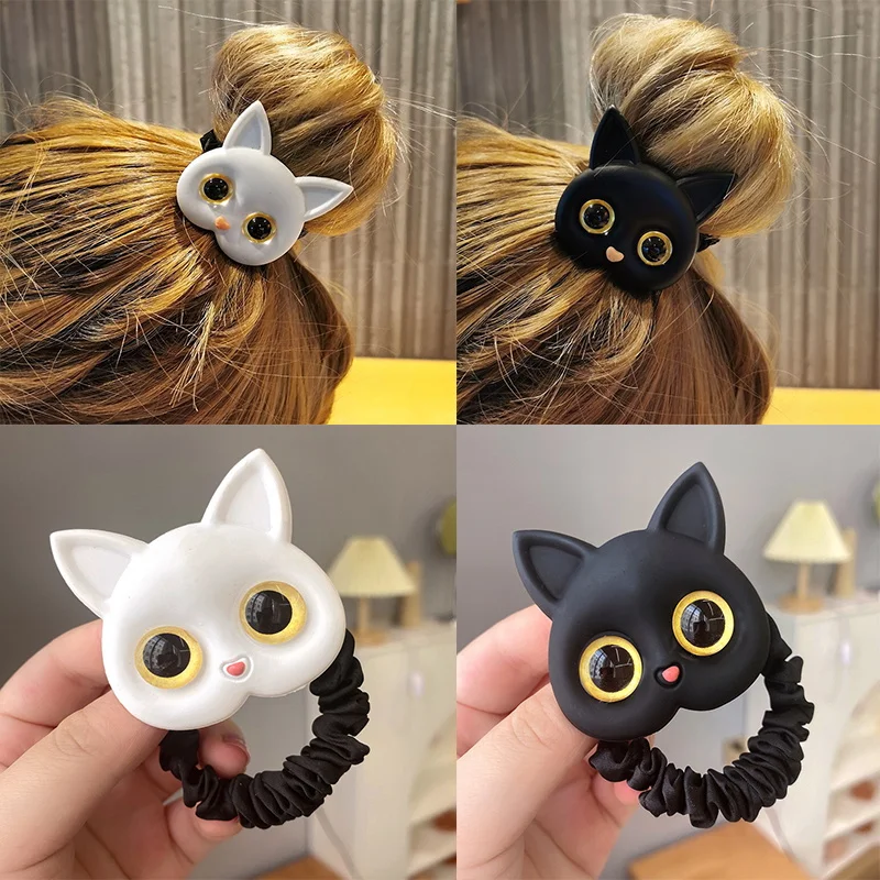 

New Women Cute Cat Rubber Bands Elastic Hair Bands Korean Headwear Children for Girls Lovely Hair Accessories Ornaments
