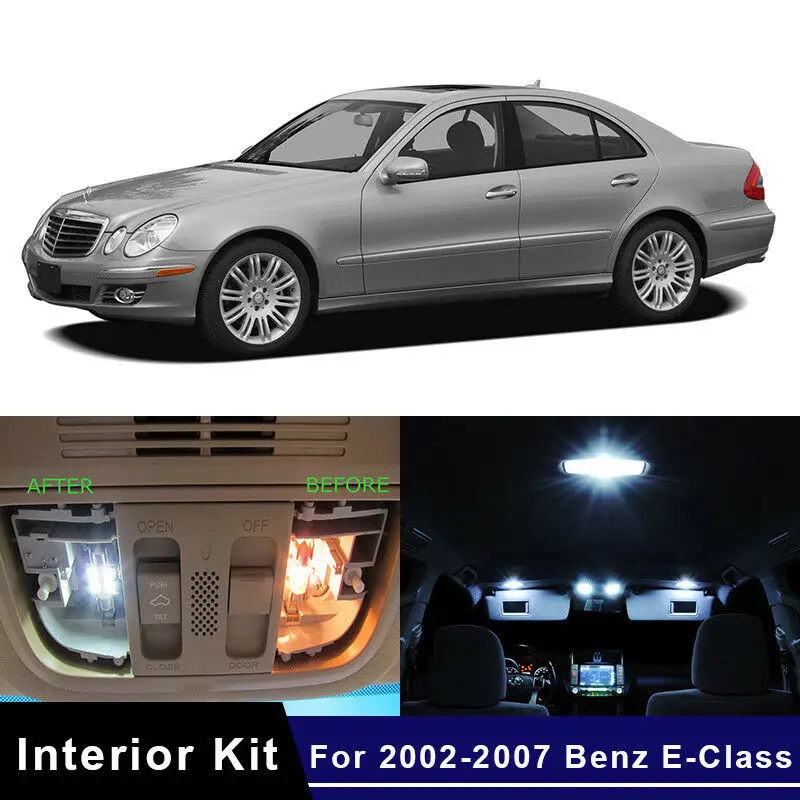 

Комплект осветительных приборов для салона автомобиля, 17x, для Mercedes Benz E-Class W211 2002-2007 гг., лампы для номерного знака