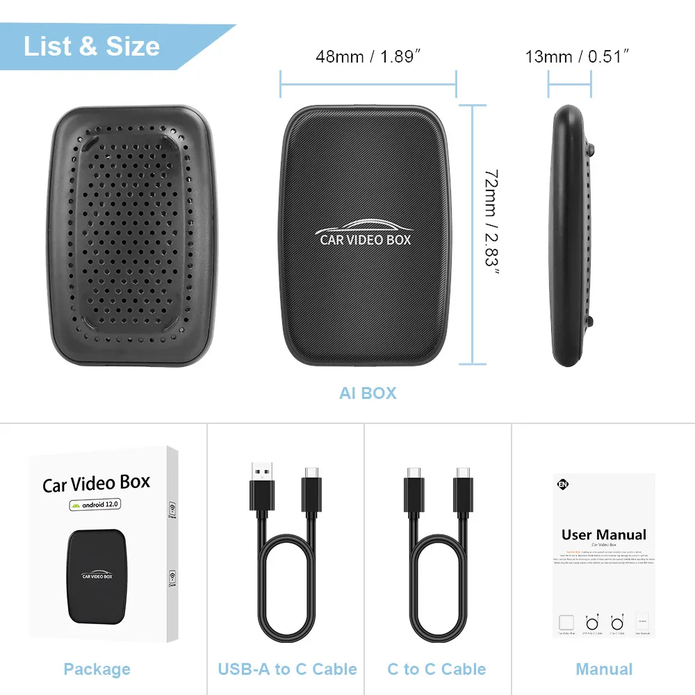 Фото 3 в 1, беспроводной CarPlay Android Auto Dongle, универсальный Plug & Play Mini AI Box, Android TV, Bluetooth-адаптер для автомобиля KowanKit 2026 №5