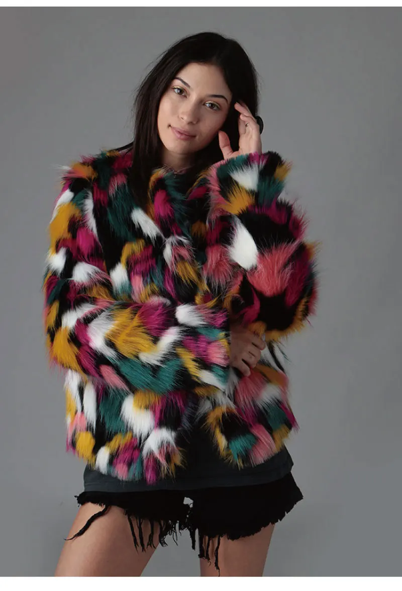 Fur Coat Women Autumn and Winter Color Faux Fur Coat Women Winter Coat Women