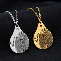 personalized actual fingerprint necklace handwriting necklace memory jewelry name necklace tear drop name necklace gift for her