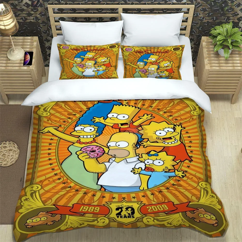 

The Simpsons-s Children's Bedding Set quilt cover cartoon pattern Duvet Cover Pillow Set Gift popular quilt cover Bedding