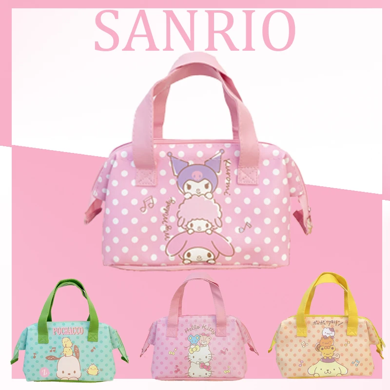 

Kawaii Sanrio Hello Kitty Cinnamoroll Lunchbox Bag Cute Kuromi My Melody Student Office Picnic Cartoon Handheld Insulated Bag