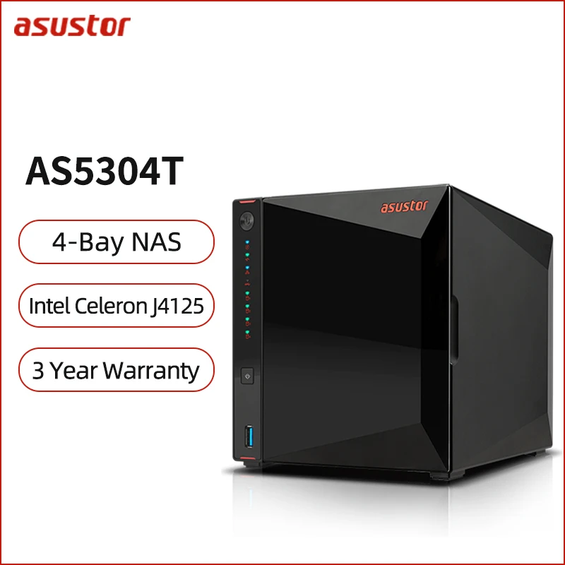 

Asustor AS5304T 4-bay Nas Network Storage Personal Cloud Data Backup 2* 2.5 GbE Ports Raid Ftp Server
