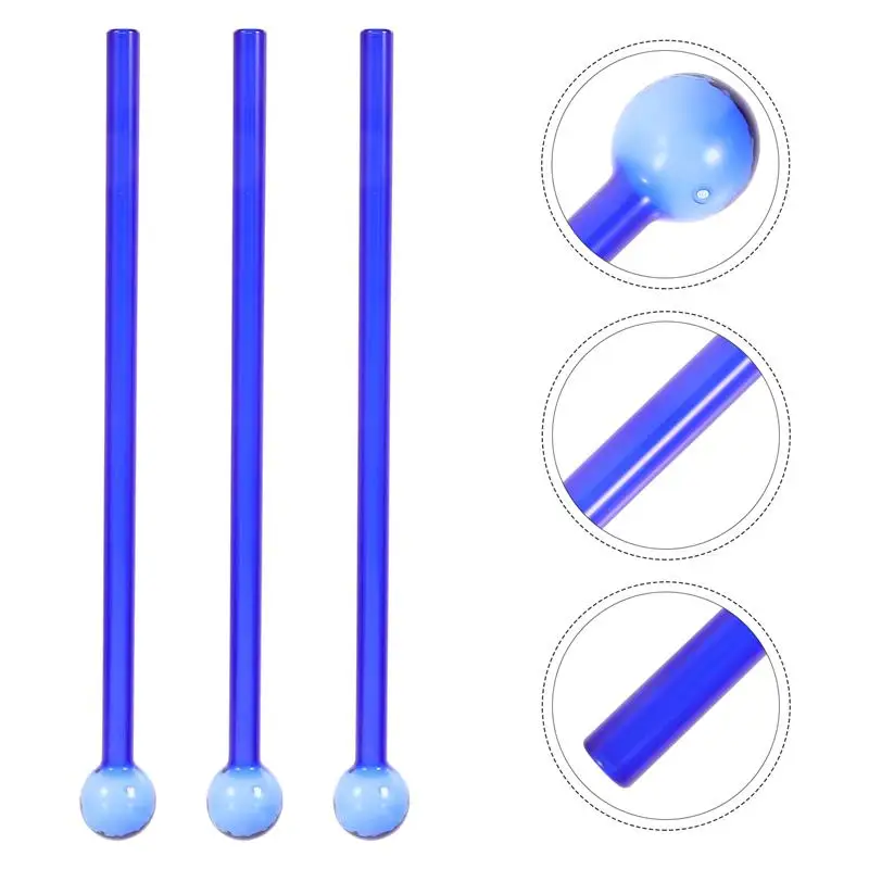 

3Pcs Decorative Glass Straw Round Ends Straw Reusable Drinking Straw for Home
