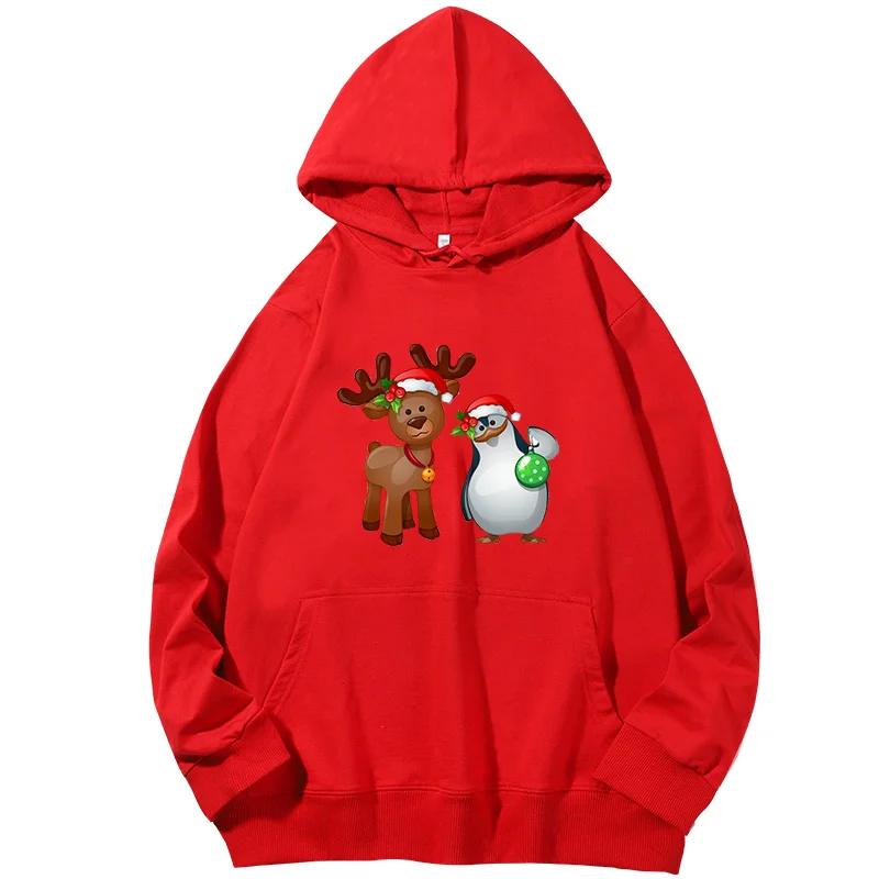 Christmas sweatshirt Cute Christmas Rudolph Reindeer Spring Autumn hoodies women graphic Hooded sweatshirts Female clothing