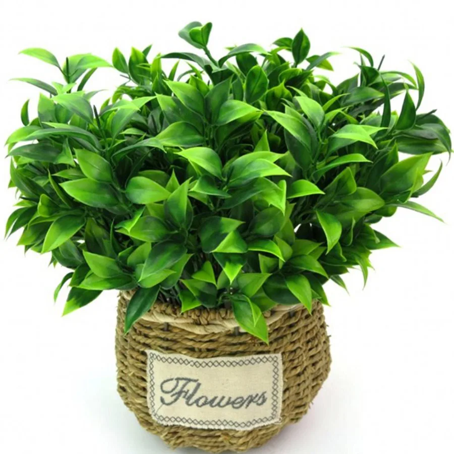 

34CM 7 Branch Green Artificial Plant Palm Tree Fake Leaf Plastic Eucalyptus Orange Leaf Home Office Garden Decoration