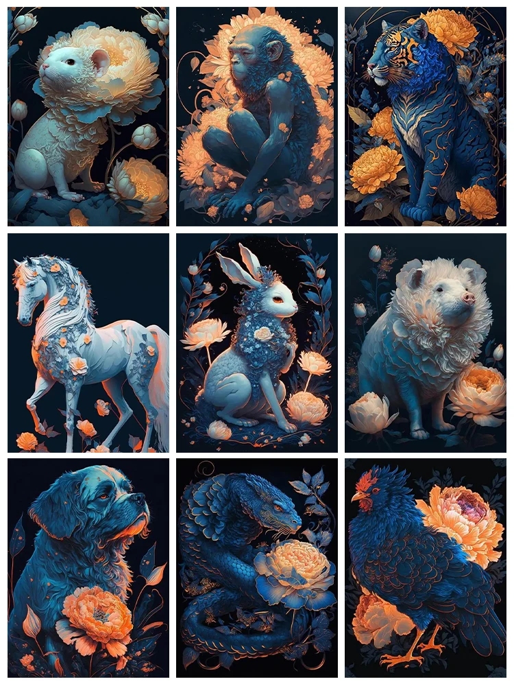 

Животные 5D алмазная живопись Цветочная Лошадь Кролик Собака алмазная живопись инкрустированная полностью Алмазная вышивка художник украшение для дома