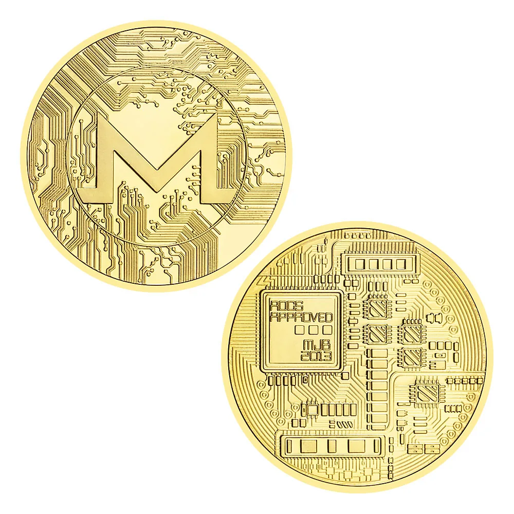 Monero Crypto Coin Gold Plated Souvenirs and Gifts Commemorative Coin Non - Currency Cryptocurrency Coin Collection