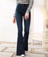 chic stretchable high waist flare jeans for women spring summer streetwear skinny boot cut denim pants lady slim long jeans