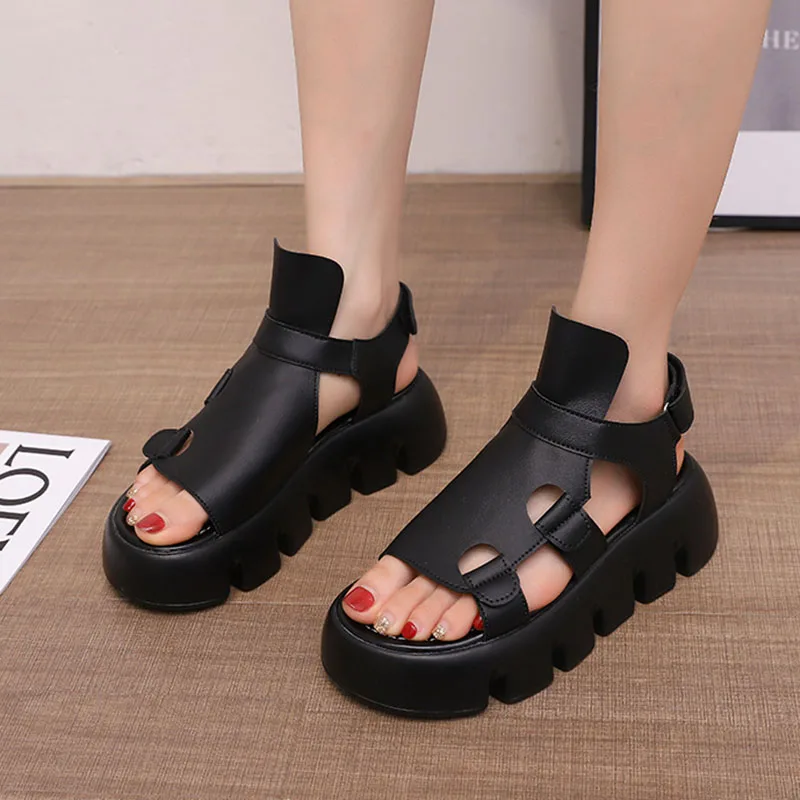 

Sandals Women Platform Hook & Loop Sandals Women Summer Cool Thick Sole Casual Roman sandals Fashion Peep Toe Beach Shoes