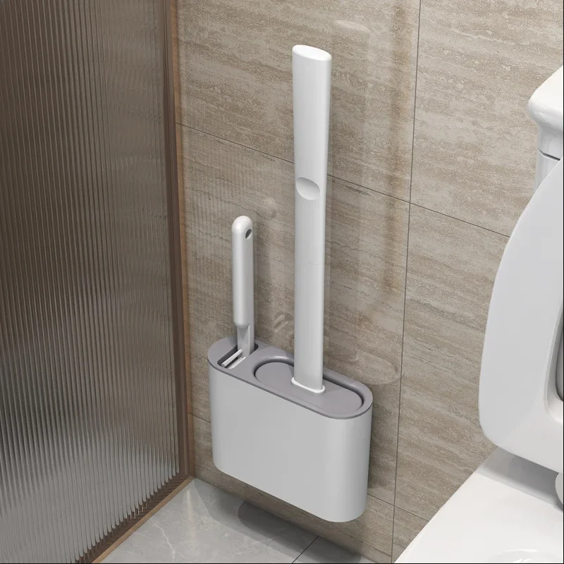 

Silicone TPR Toilet Brush and Holder Toilet Bowl Brush with Holder Set Wall Hanging Toilet Brush Silicone Bristles for Floor