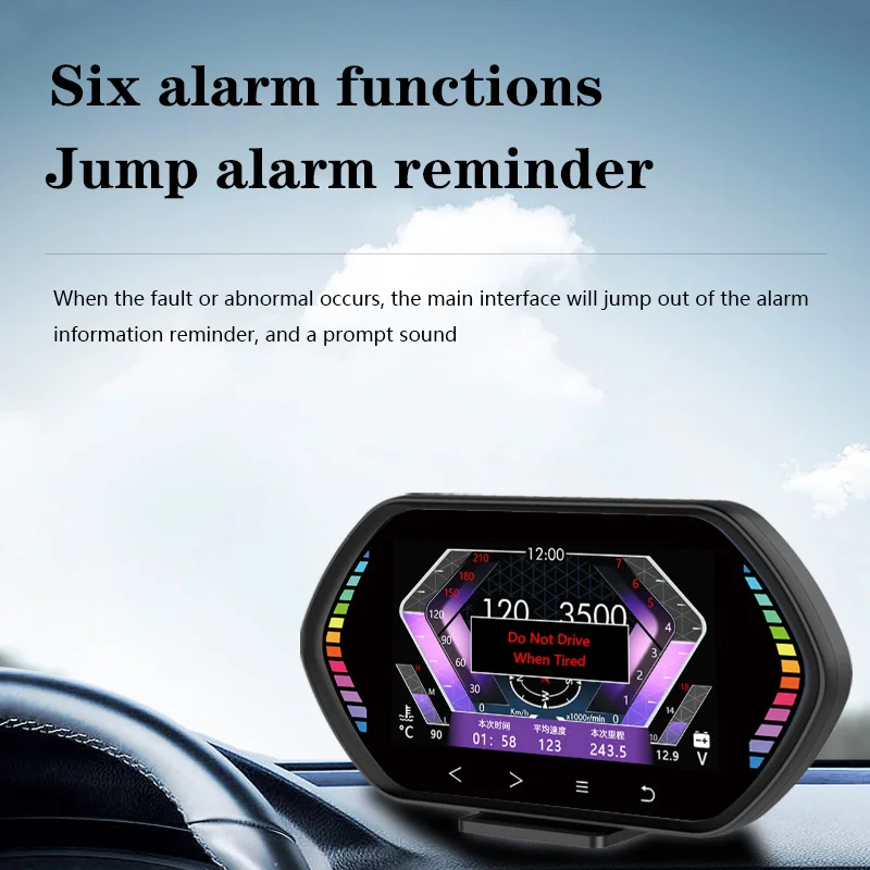 Новинка 2023, многофункциональный инструмент HD F12, автомобильный проекционный дисплей OBD, ЖК-дисплей, расход топлива, турбина, температура воды, автомобильный счетчик наклона